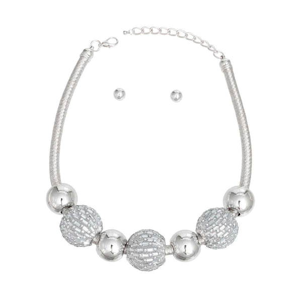 Necklace Silver Mesh Disco Ball Set for Women - Fit Me For 20