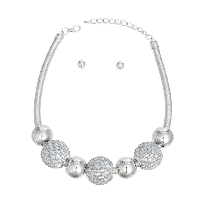 Necklace Silver Mesh Disco Ball Set for Women - Fit Me For 20