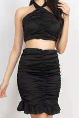 Halter Neck Crop Top & Skirts Set - Fit Me For 20