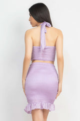Halter Neck Crop Top & Skirts Set - Fit Me For 20