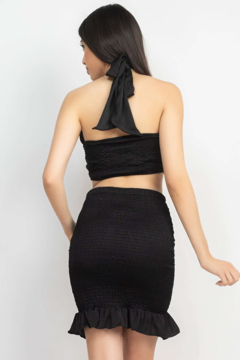 Halter Neck Crop Top & Skirts Set - Fit Me For 20