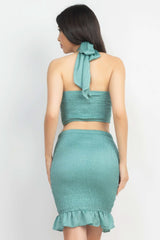 Halter Neck Crop Top & Skirts Set - Fit Me For 20