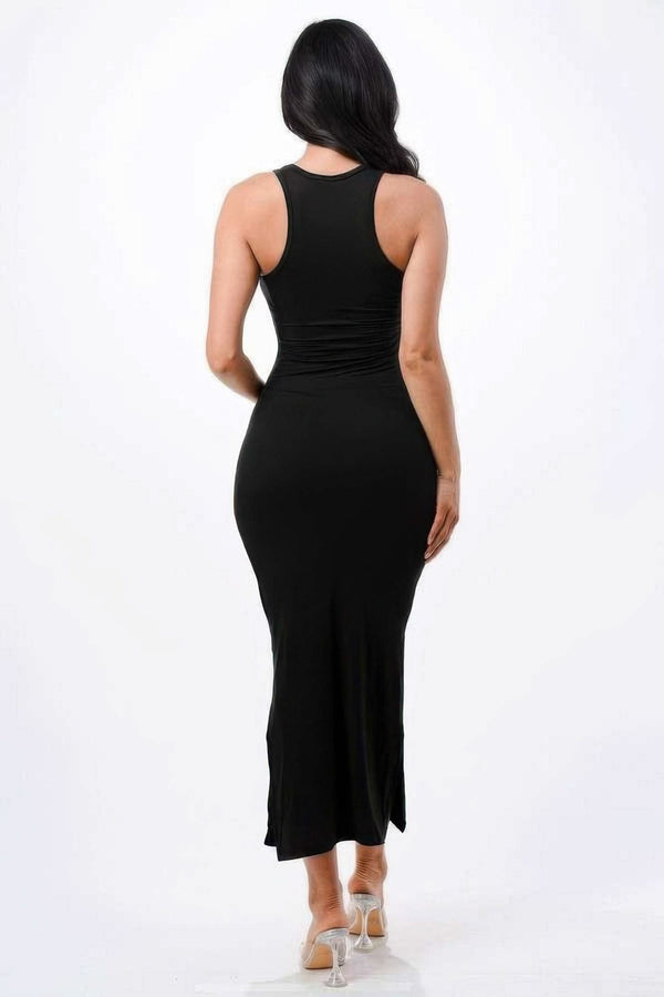 High Neck Side Slit Max Dress - Fit Me For 20