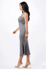 High Neck Side Slit Max Dress - Fit Me For 20