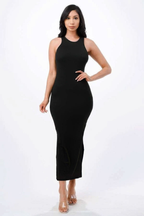 High Neck Side Slit Max Dress - Fit Me For 20