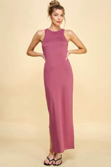 High Neck Side Slit Max Dress - Fit Me For 20