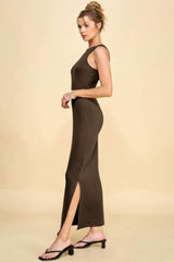 High Neck Side Slit Max Dress - Fit Me For 20