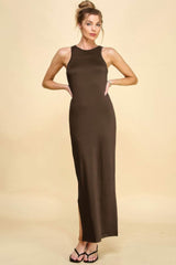 High Neck Side Slit Max Dress - Fit Me For 20