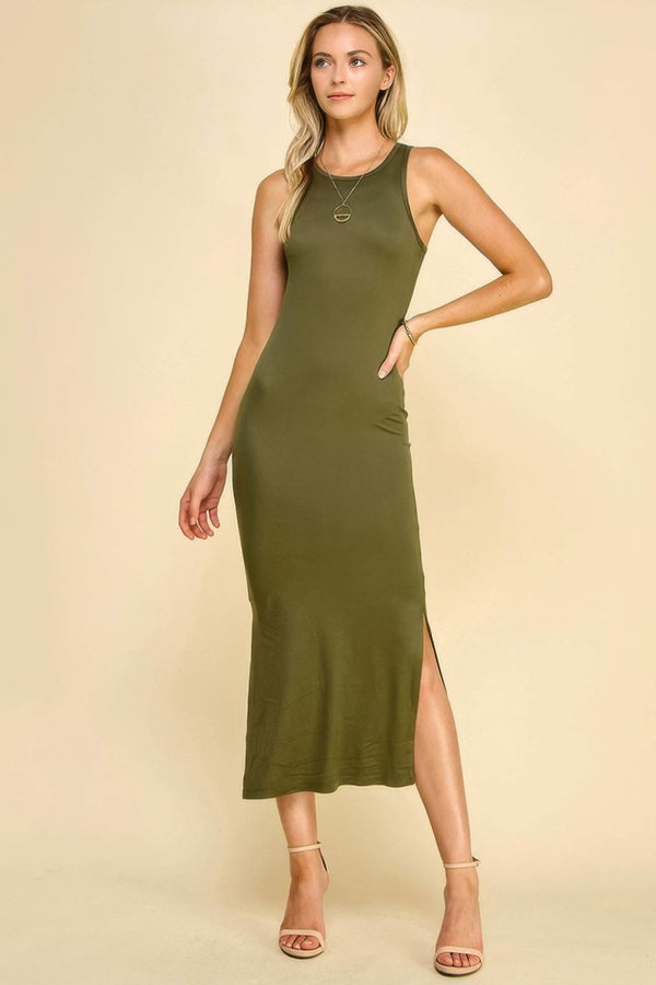 High Neck Side Slit Max Dress - Fit Me For 20