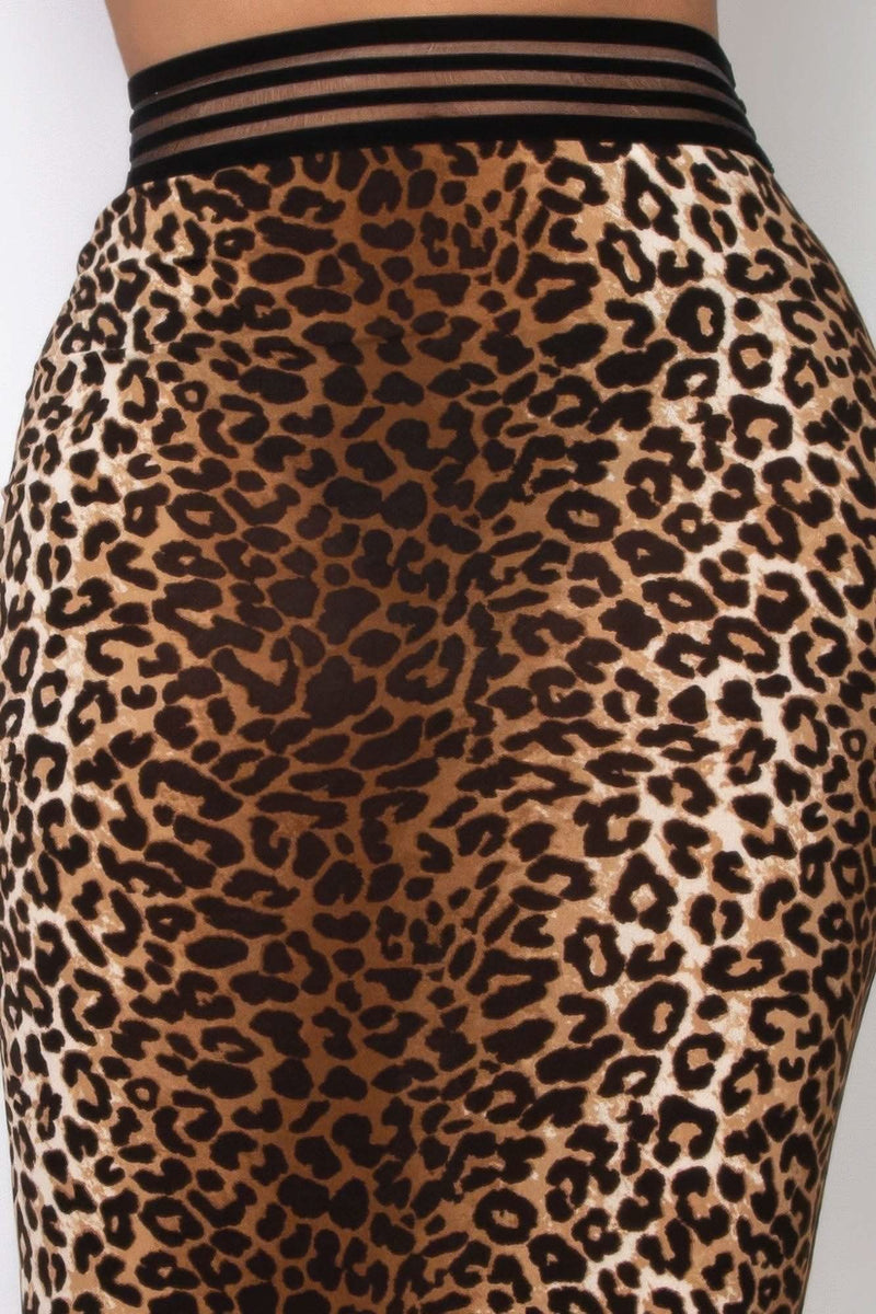 High-rise Banded Leopard Midi Skirt - Fit Me For 20