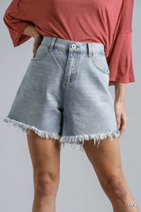 High Rise Denim Shorts With Raw Hem - Fit Me For 20