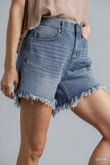 High Rise Denim Shorts With Raw Hem - Fit Me For 20