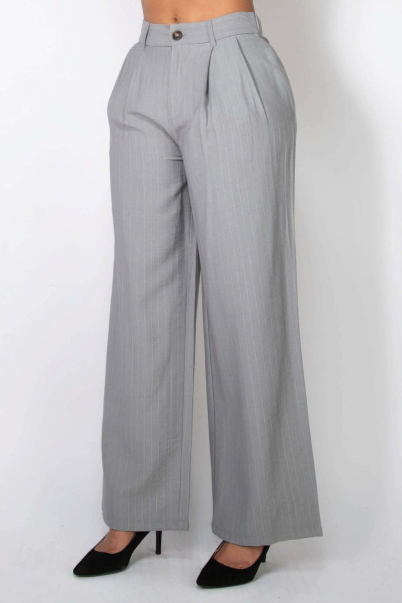High-rise Stripe Wide Leg Pants - Fit Me For 20