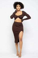 High Slit Skirt Set - Fit Me For 20