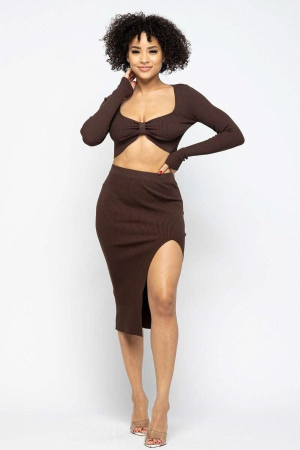 High Slit Skirt Set - Fit Me For 20