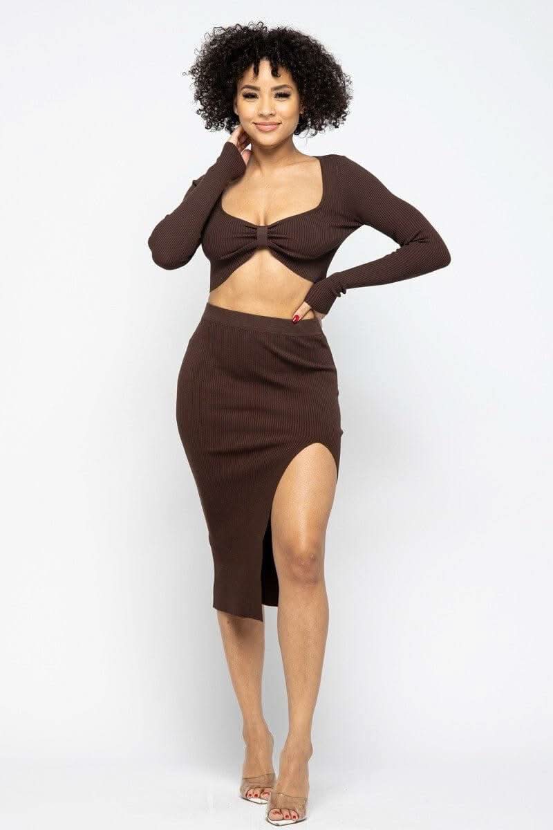 High Slit Skirt Set - Fit Me For 20