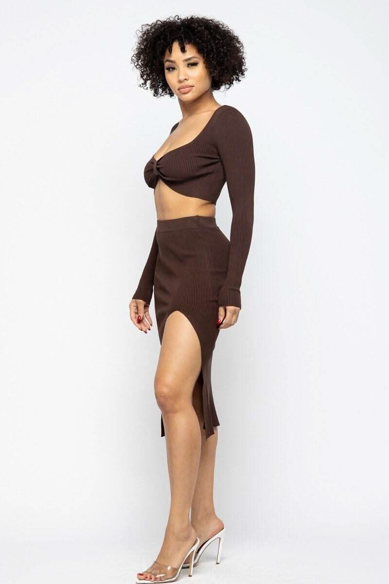 High Slit Skirt Set - Fit Me For 20