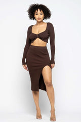 High Slit Skirt Set - Fit Me For 20