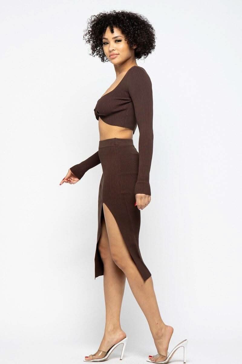 High Slit Skirt Set - Fit Me For 20