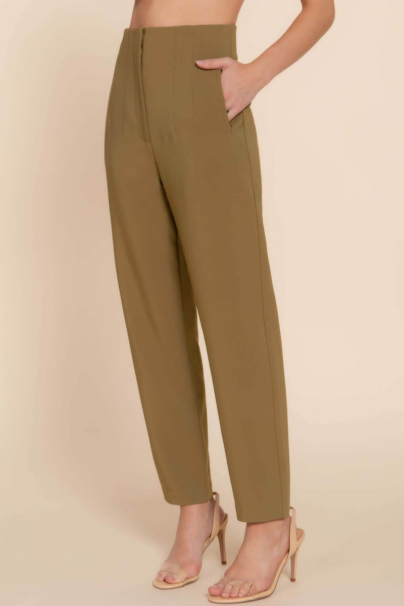 High Waist Pintuck Detail Long Pants - Fit Me For 20