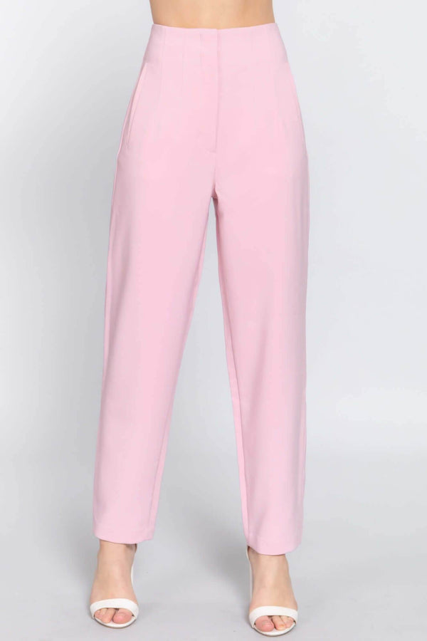 High Waist Pintuck Detail Long Pants - Fit Me For 20