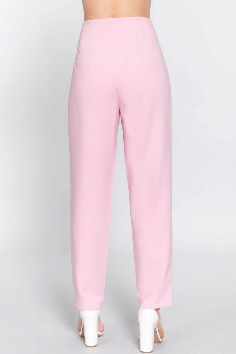 High Waist Pintuck Detail Long Pants - Fit Me For 20