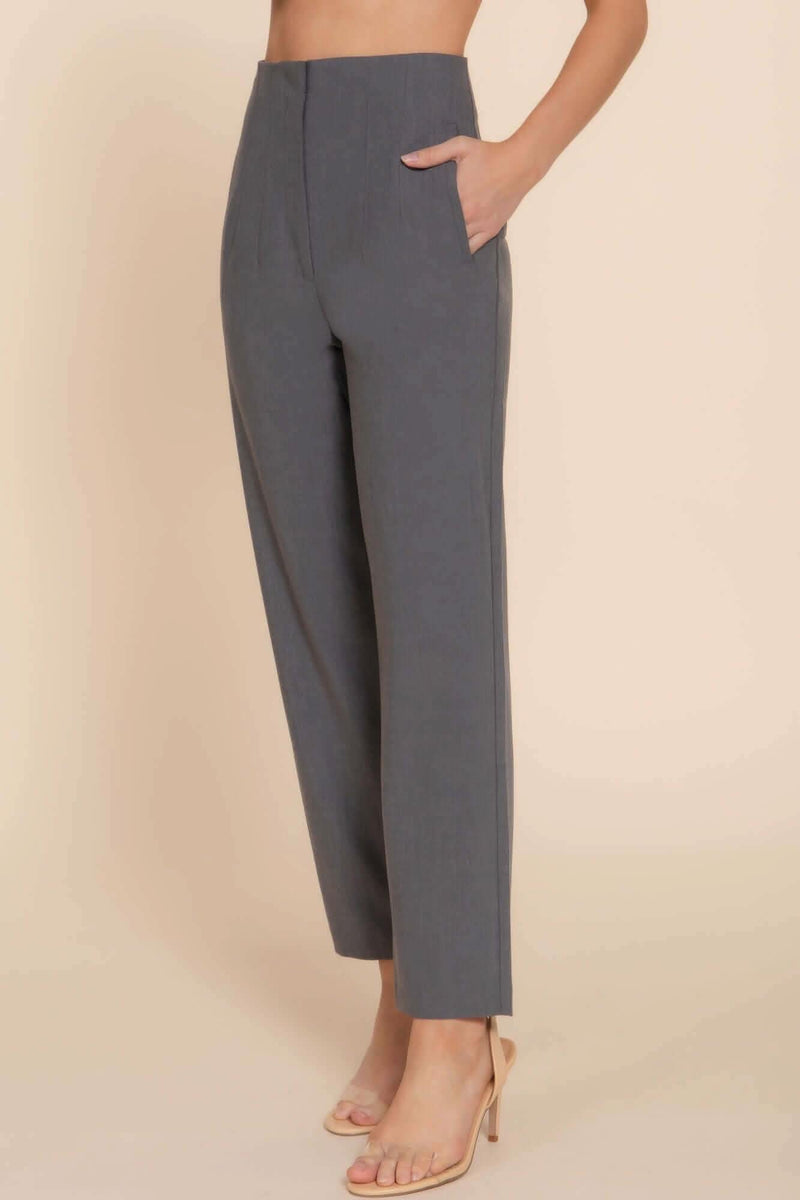 High Waist Pintuck Detail Long Pants - Fit Me For 20