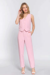 High Waist Pintuck Detail Long Pants - Fit Me For 20