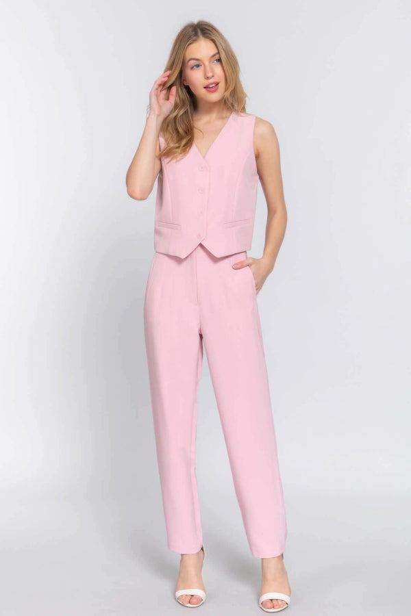 High Waist Pintuck Detail Long Pants - Fit Me For 20