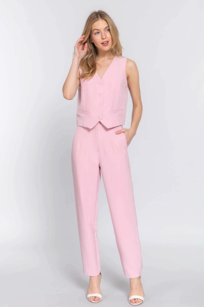 High Waist Pintuck Detail Long Pants - Fit Me For 20