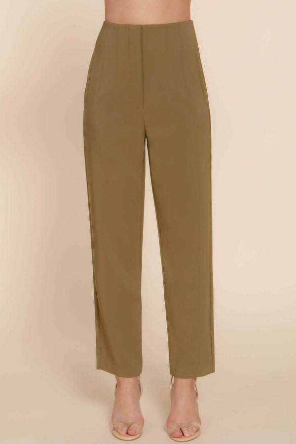 High Waist Pintuck Detail Long Pants - Fit Me For 20