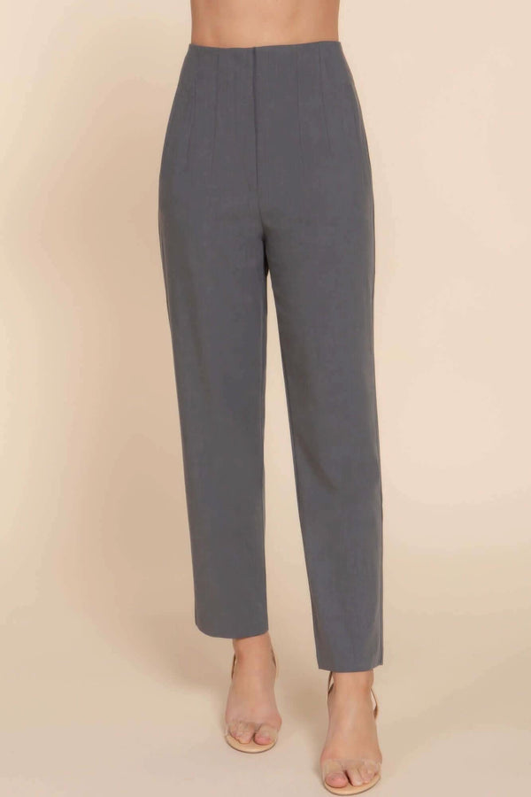 High Waist Pintuck Detail Long Pants - Fit Me For 20