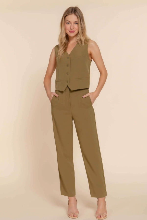 High Waist Pintuck Detail Long Pants - Fit Me For 20