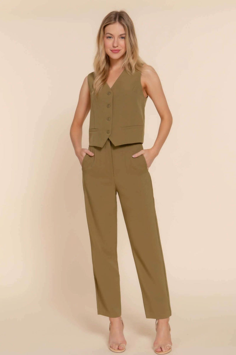 High Waist Pintuck Detail Long Pants - Fit Me For 20