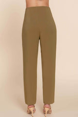 High Waist Pintuck Detail Long Pants - Fit Me For 20
