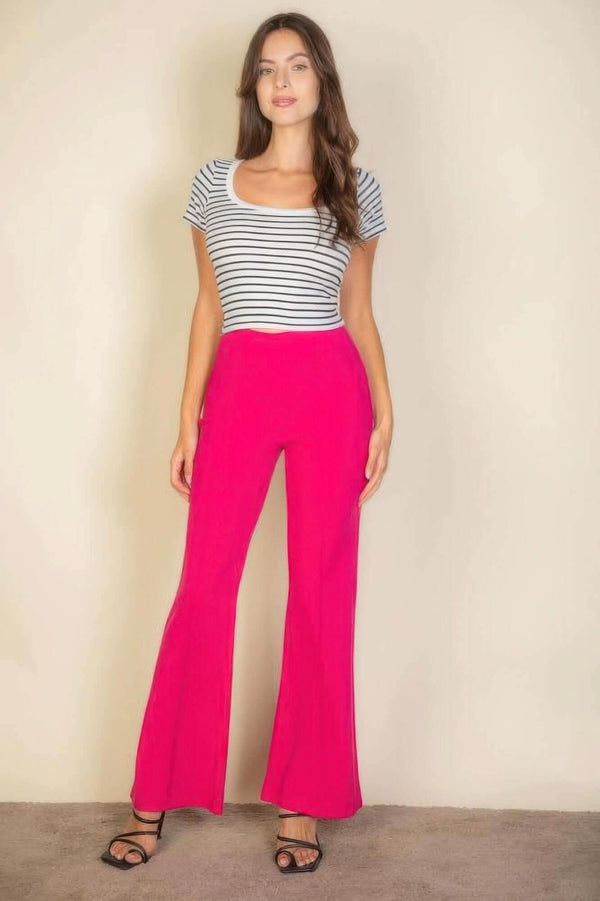 High Waist Stretch Crepe Flare Pants - Fit Me For 20