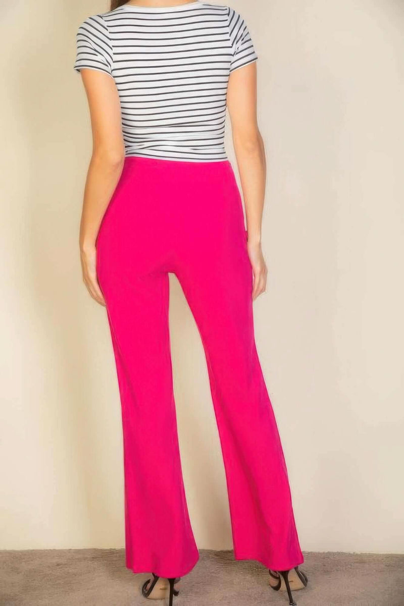 High Waist Stretch Crepe Flare Pants - Fit Me For 20