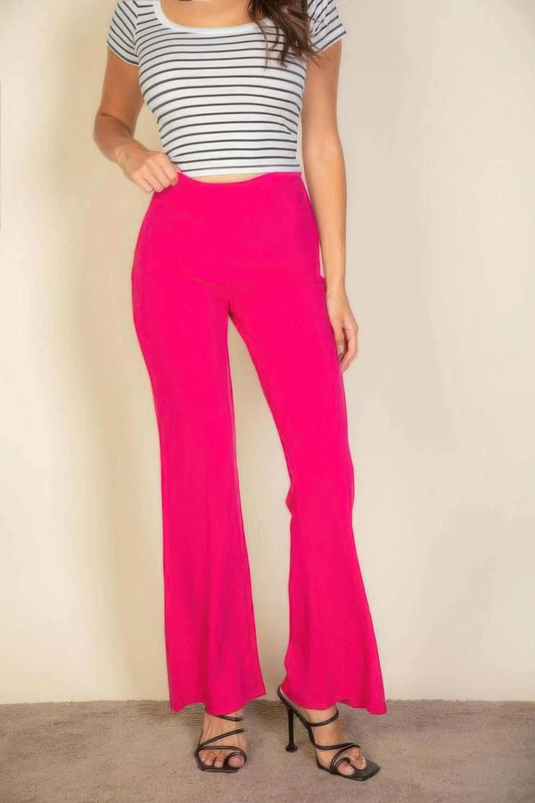 High Waist Stretch Crepe Flare Pants - Fit Me For 20