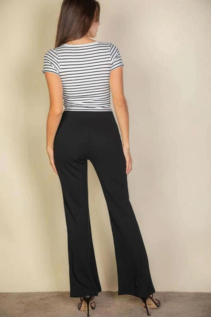High Waist Stretch Crepe Flare Pants - Fit Me For 20