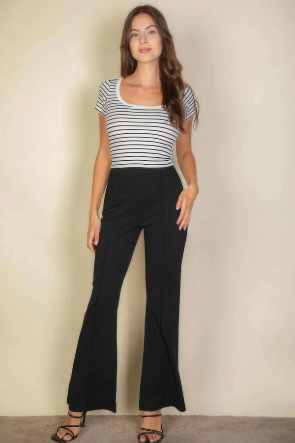 High Waist Stretch Crepe Flare Pants - Fit Me For 20