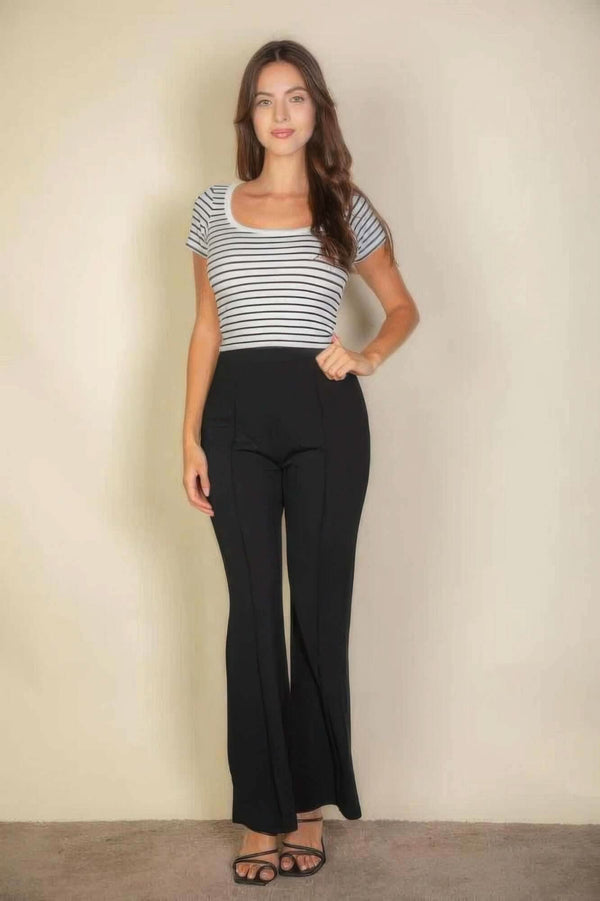 High Waist Stretch Crepe Flare Pants - Fit Me For 20