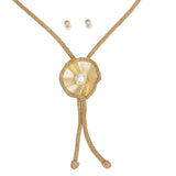 Bolo Necklace Brown Stone Pearl Set for Women - Fit Me For 20