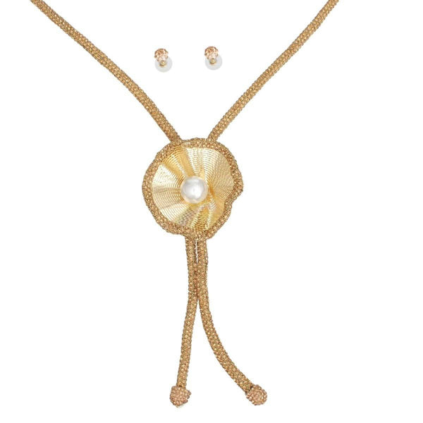 Bolo Necklace Brown Stone Pearl Set for Women - Fit Me For 20