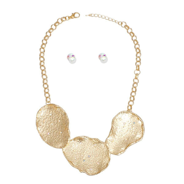 Collar Gold Curved Plate Aurbo Chain Necklace Set - Fit Me For 20