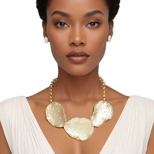 Collar Gold Curved Plate Aurbo Chain Necklace Set - Fit Me For 20