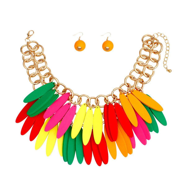 Choker Tribal Rainbow Wood Fringe Layered Set - Fit Me For 20