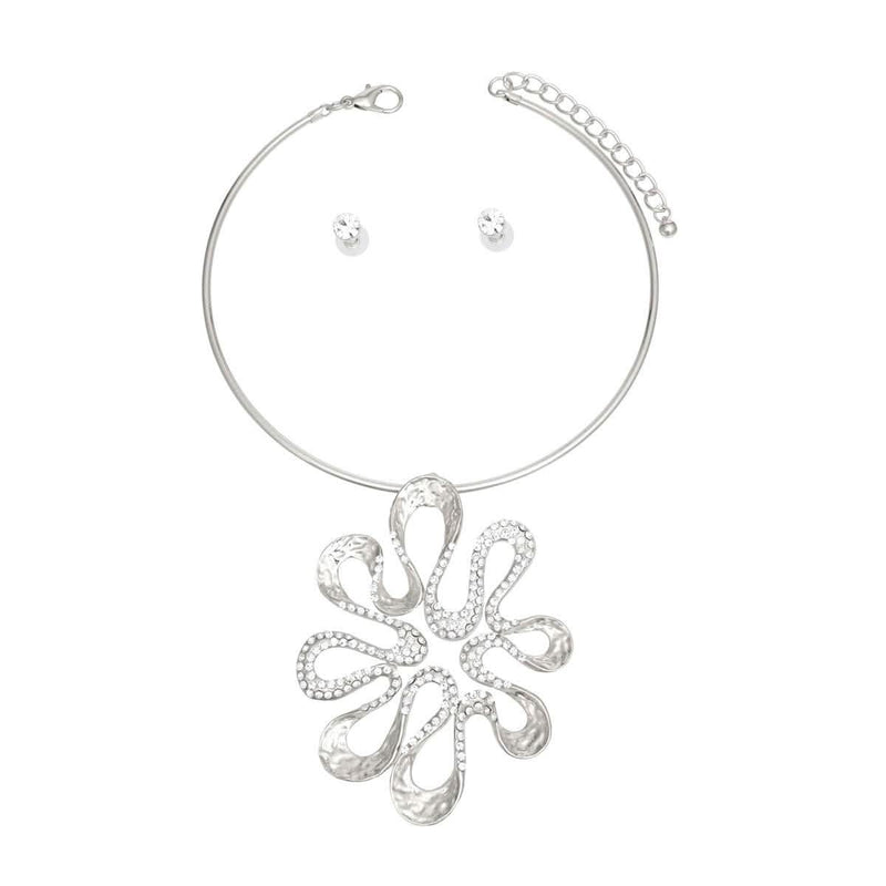 Choker Silver Stone Swirled Pendant Set for Women - Fit Me For 20