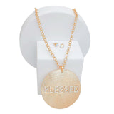 Necklace Long Gold Chain BLESSED Pendant Women - Fit Me For 20