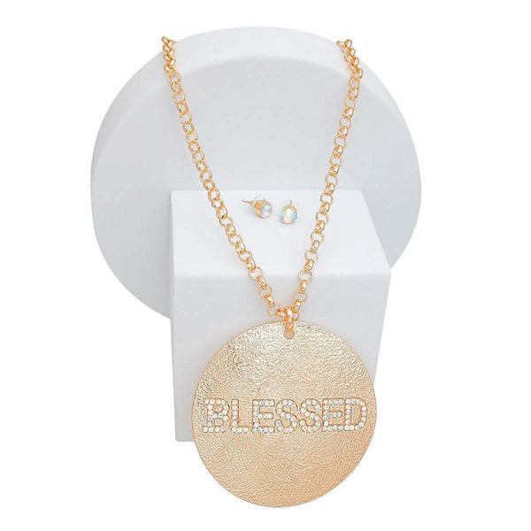 Necklace Long Gold Chain BLESSED Pendant Women - Fit Me For 20