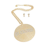 Necklace Long Gold Chain BLESSED Pendant Women - Fit Me For 20